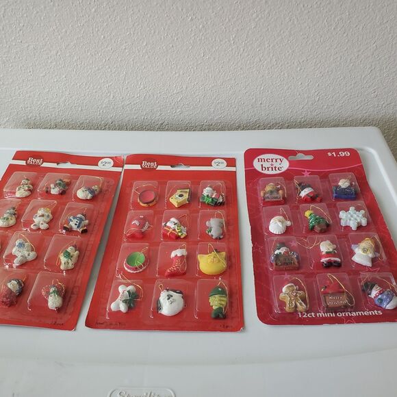 Vintage New Old Stock Mini Christmas Tree Ornaments CVS Merry Brite Best Value - Picture 9 of 13